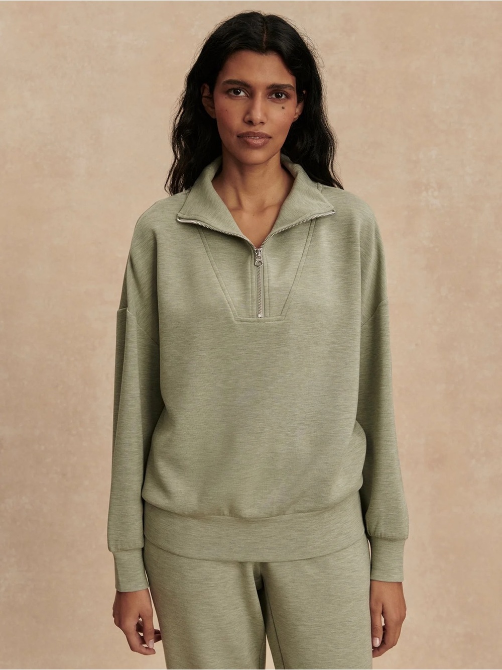 Varley Hawley Half-Zip Sweat in Shadow Marl New without tags NWOT XS - Picture 2 of 5